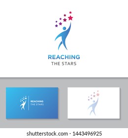 reaching stars logo and icon vector illustration design template