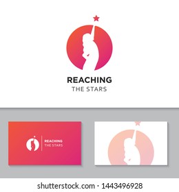 reaching stars logo and icon vector illustration design template