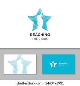 reaching stars logo and icon vector illustration design template