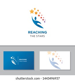 reaching stars logo and icon vector illustration design template
