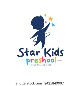 Reaching Stars logo for Kindergarten school or preschool logo