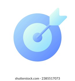 Reaching target pixel perfect flat gradient two-color ui icon. Archery skill. Business success. Simple filled pictogram. GUI, UX design for mobile application. Vector isolated RGB illustration