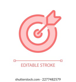 Reaching target pixel perfect glassmorphism ui icon. Motivational goal. Color filled line element with transparency. Vector pictogram in glass morphism style. Editable stroke. Arial font used