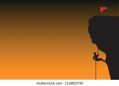 Reaching the top and achieving. Climb towards the target. Mountaineering and climbing ESP10
