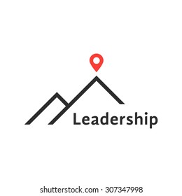 reaching the top like leadership logo. concept of travel, mountaineering, mission, climb, summit, hiking. isolated on white background. flat style trend modern brand design vector illustration