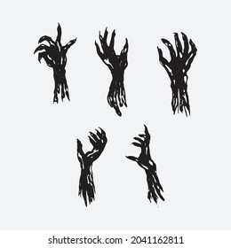 Reaching zombie hands. Halloween. Creative design.