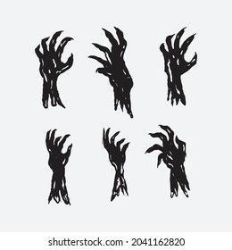 Reaching zombie hands. Halloween. Creative design.