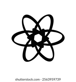 React and Atom Logos Alongside Nuclear and Ion Vectors in Black and White