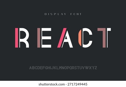 React - Fuente del alfabeto de la exhibición, tipografía Fuentes de estilo moderno para el logotipo, marca, moda, diseño colorido, 