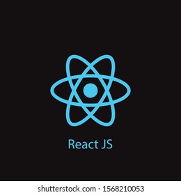 React emblem blue atom on black backgroung