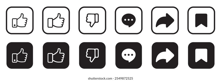 React icon. Like, dislike, comment, etc. Vector illustration EPS 10