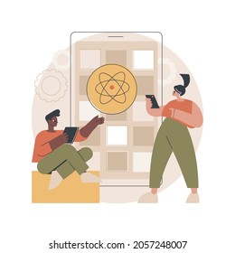 React native mobile app abstract concept vector illustration. Cross-platform native mobile app development framework, JavaScript library, user interface, operating system abstract metaphor.