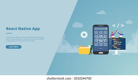 react native mobile app development concept for website landing homepage template banner or slide presentation cover