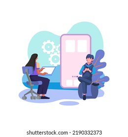 React native mobile app flat style illustration design