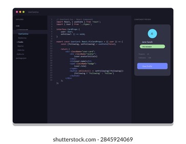 React TypeScript component with component preview panel