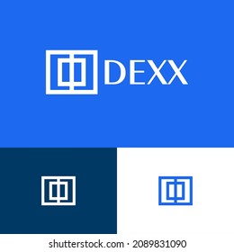 Reactangle modern logo design concept. Data logomark illustration. Can representing connect, tech, blockchain, ai, security.