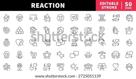 Reaction editable line icons set. feedback and communication symbols