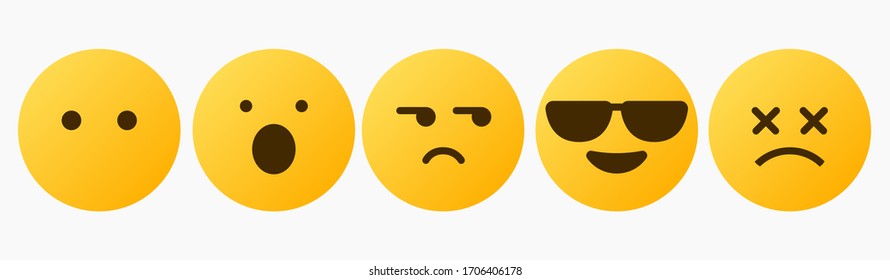 Reaction Emoticon Design Set - Vector