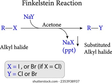 Reaction of Finkelstein . Vector illustration