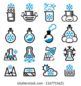 Reaction ice and cold of science experiment (icon concept).