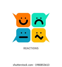 Reaction Icon. Bubbles Of Comments With Different Emotions. Rating Concept.