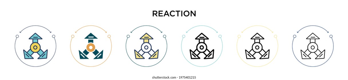 Reaction icon in filled, thin line, outline and stroke style. Vector illustration of two colored and black reaction vector icons designs can be used for mobile, ui, web