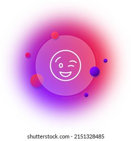 Reaction icon set. Communication. Emoticons. Reaction to a message. Joy, sadness, sadness and love. Gradient blur button with glassmorphism. clear glass design
