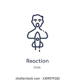 reaction icon from startup outline collection. Thin line reaction icon isolated on white background.