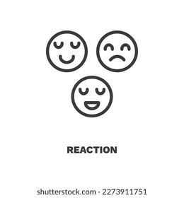 icono de reacción. Icono de reacción de línea delgada de la colección de inicio y estrategia. Vector de contorno aislado en fondo blanco. El símbolo de reacción modificable puede ser utilizado web y móvil