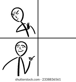 Reaction meme template with negative and positive reaction. Funny comic meme with blank space for editing.