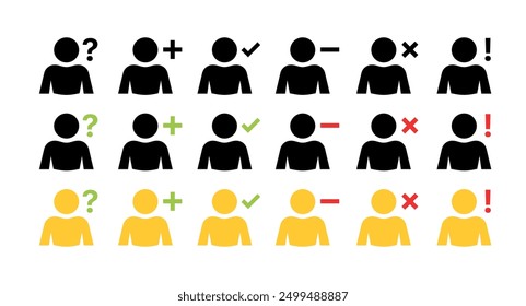 Reaction of people collection icons. Flat and silhouette style. Vector icons.