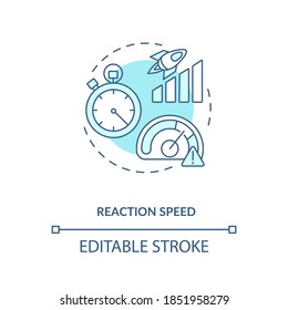 Reaction speed concept icon. Cognitive process idea thin line illustration. Stimulating, boosting effect. Mental chronometry. Vector isolated outline RGB color drawing. Editable stroke