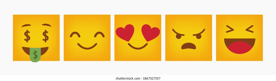 Reaction Square Emoticon Design Set - Vector