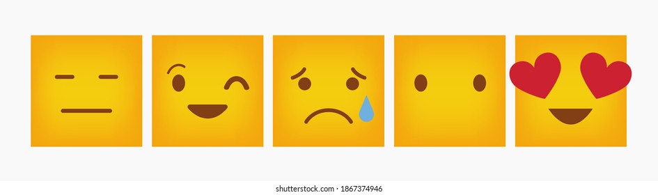 Reaction Square Emoticon Set Design - Vector