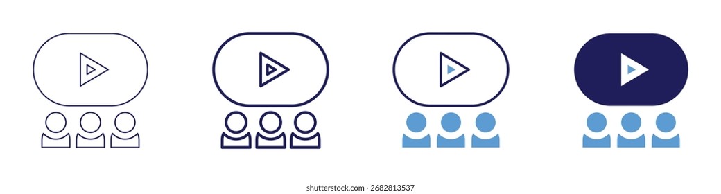 Reaction video icon in 4 different styles. Thin Line, Line, Bold Line, Duotone. Duotone style. Editable stroke.