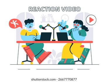 Video Ilustración vectorial Video que presenta un teléfono inteligente con un virus y Personas que dan "me gusta" y reacciones en las redes sociales en segundo plano