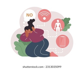 Reactionary or retrograde. Neoconservatism movement. Traditional views and denying of progress, innovation and development. Status quo character is afraid of the changes. Flat vector illustration
