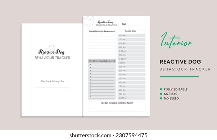 Reactive Dog Behaviour Tracker Kdp Interior Template