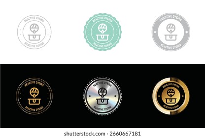 Logotipo de teñido reactivo. Icono, sello, insignia, sello y símbolo Vector