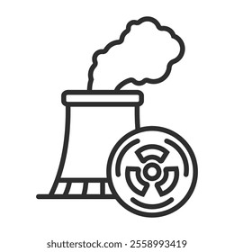 Reactor factory icon, Nuclear symbol outline icon, editable vector illustration and transparent graphic element. Isolated on white background