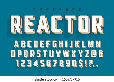 Reactor Retro Display Font Popart Design, Alphabet, Letters And Numbers. Swatch Color Control