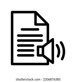 Read Aloud Icon Or Audiobook With Text Paper And Speaker In Black Outline Style