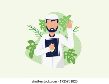 Read the Al-Quran, ramadan kareem, prayer conceptual  design ilustration vector