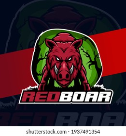 read boar esport logo design character for gameing and sport mascot