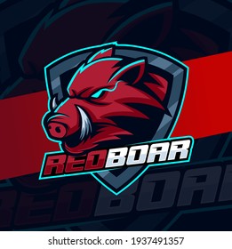 read boar esport logo design character for gameing and sport mascot