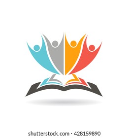 Read a book campaign logo. People education, study and literature. Vector graphic illustration