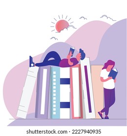 leer caracteres del libro Ilustración para banner del sitio web, diapositiva de presentación y muchos usos