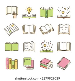 Read Book doodle icon set