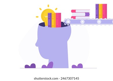 Read book fast, education or studying concept. Vector illustration.