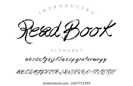 Read Book hand lettered font Smooth beautiful brush script  design Handwritten lettering typeface Cursive alphabet Quality typography for quotes titles logos posters apparel packaging social .